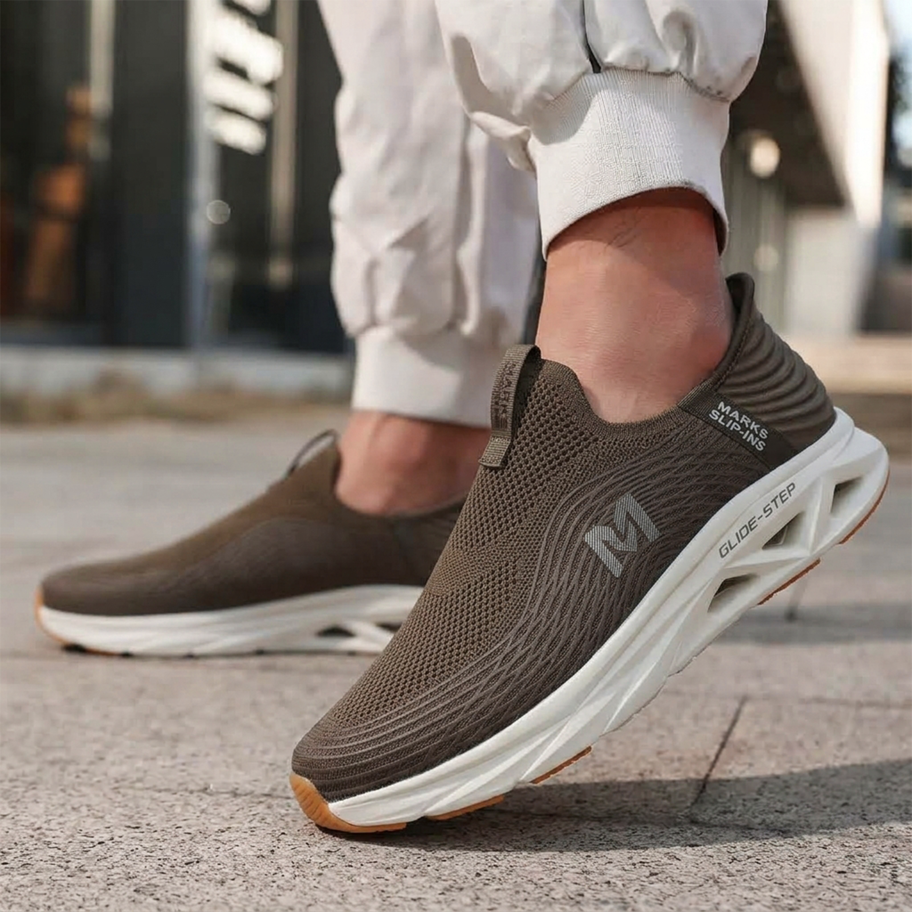 GlideStep Hands-Free Slip-In Walking Shoes for Men | Lightweight Breathable Cushioned Comfort