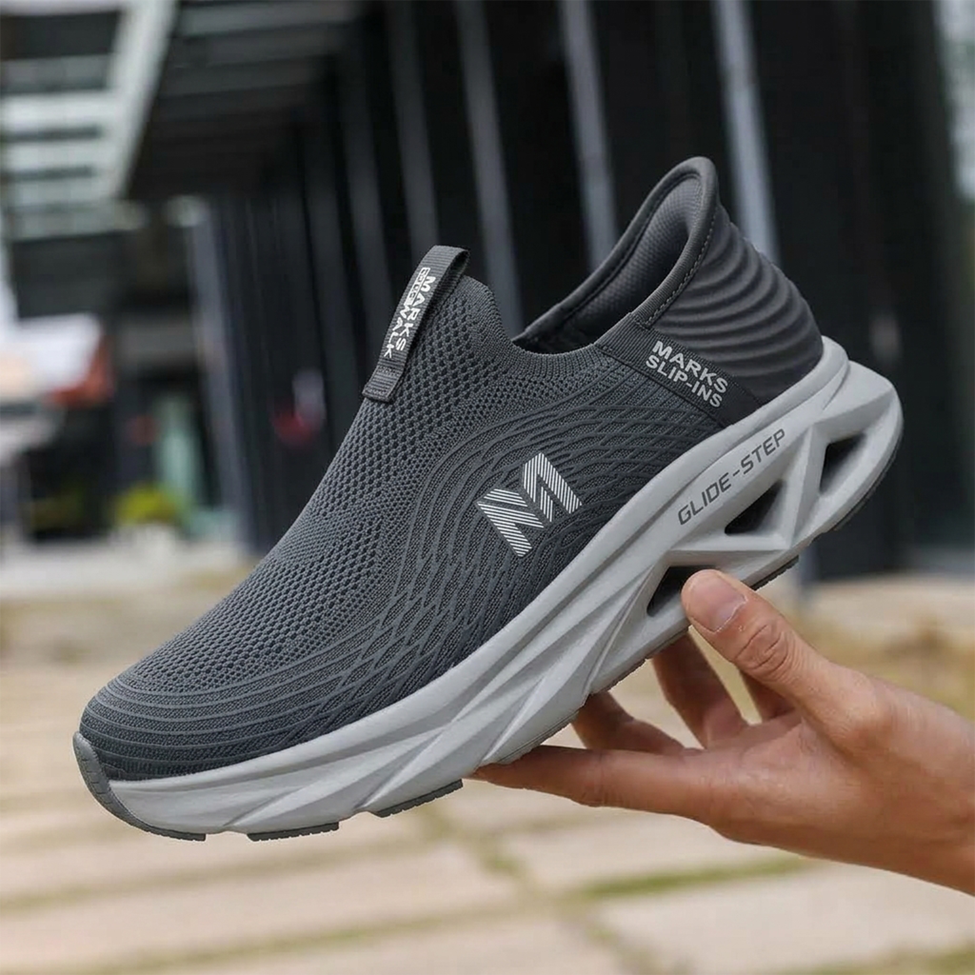 GlideStep Hands-Free Slip-In Walking Shoes for Men | Lightweight Breathable Cushioned Comfort