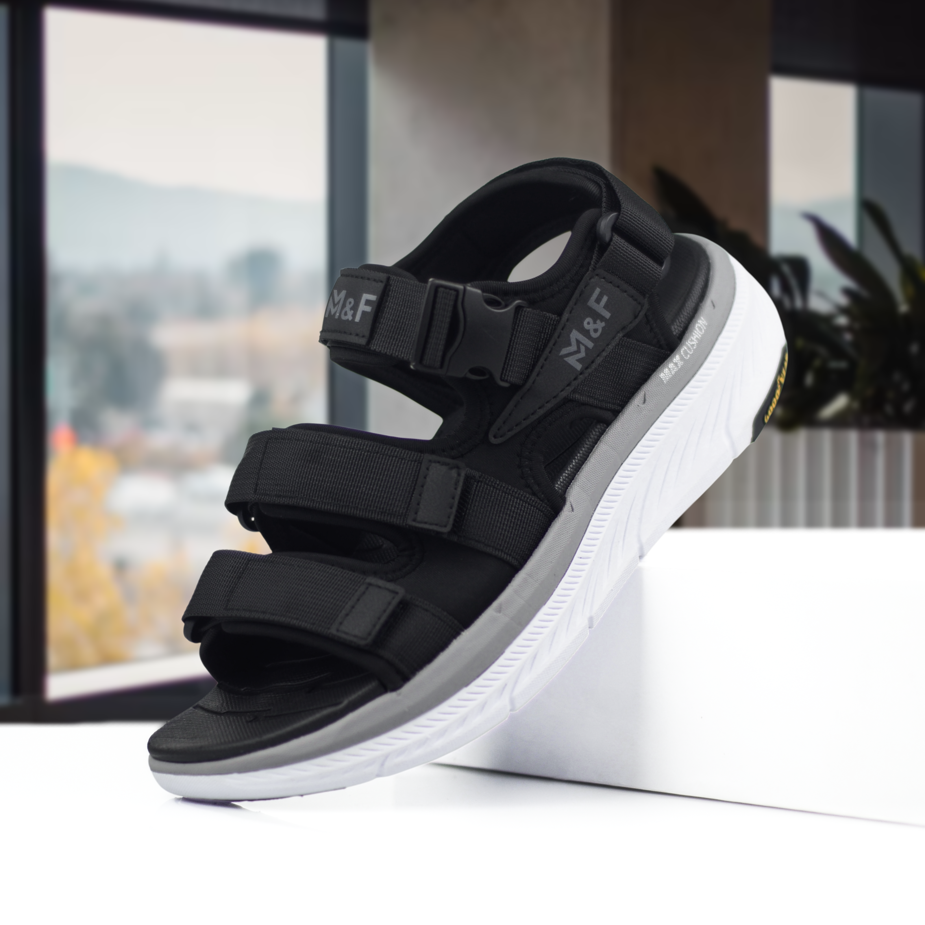 ADDRO Triple Strap Comfort Sandals with Goodyear Sole & Max Cushion