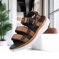 ADDRO Triple Strap Comfort Sandals with Goodyear Sole & Max Cushion Brown