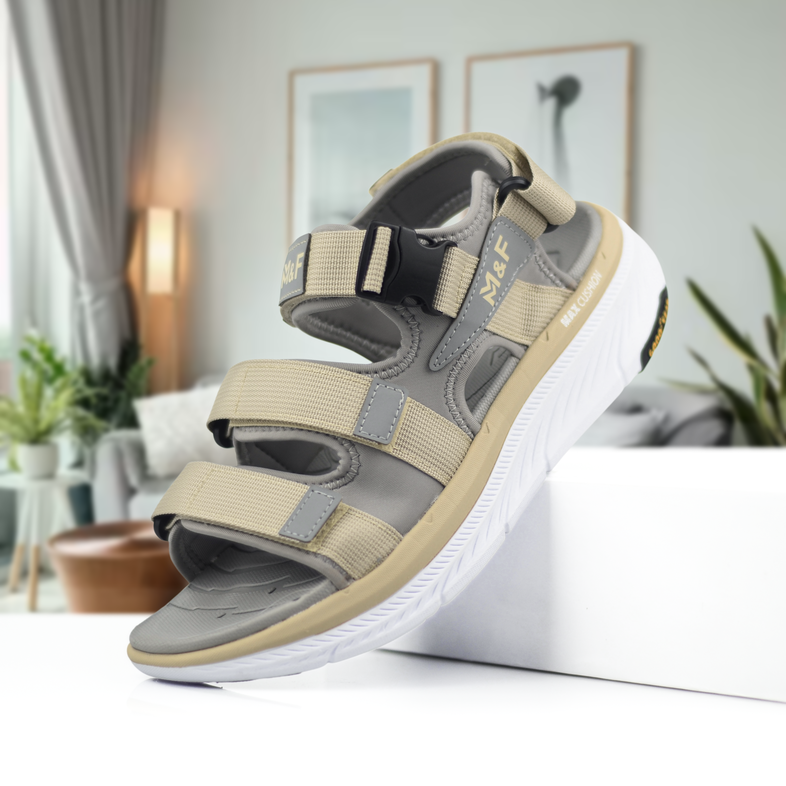 ADDRO Triple Strap Comfort Sandals with Goodyear Sole & Max Cushion